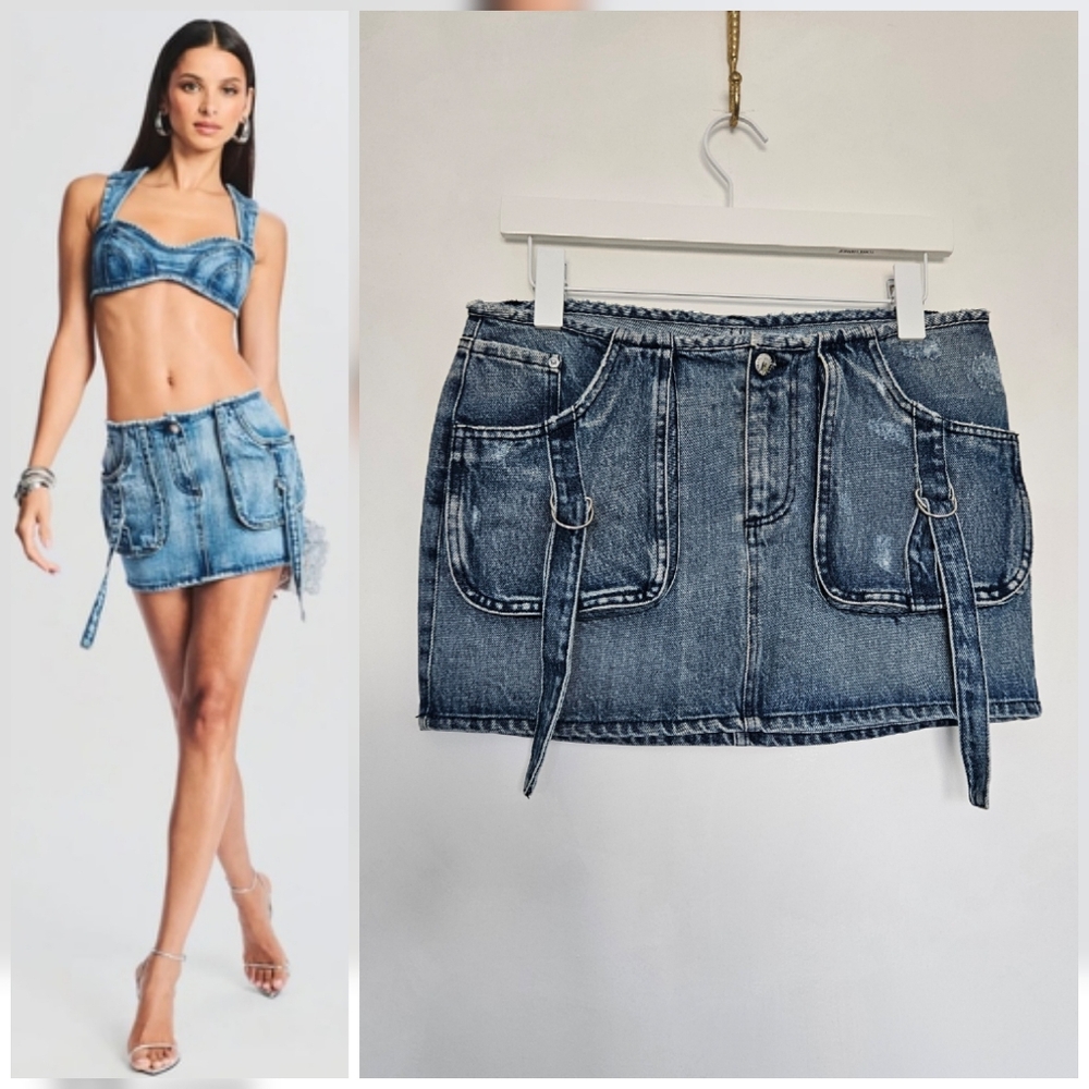 Retrofete Denim Cargo Mini Skirt